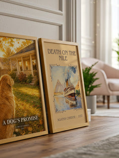 A Dog's Promise watercolour print framed by window – literary home decor