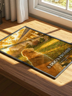 A Dog's Promise watercolour book poster framed on wall – contemporary fiction wall art