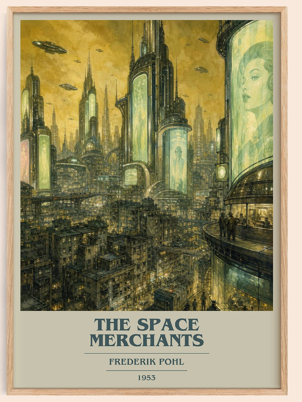The Space Merchants book cover book poster by Frederik Pohl – framed literary art print
