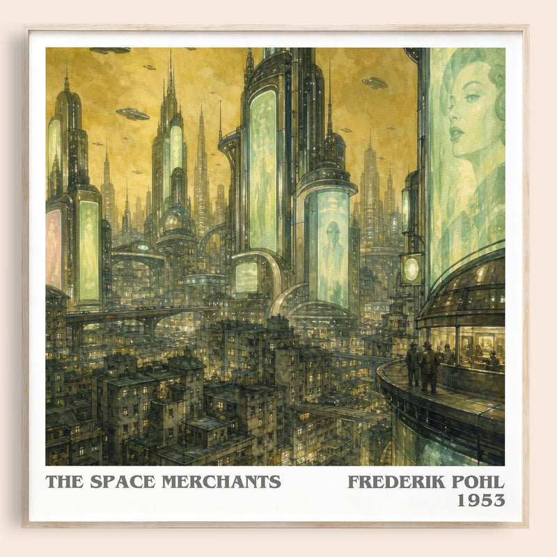 The Space Merchants literary book poster by Frederik Pohl – framed literary art print