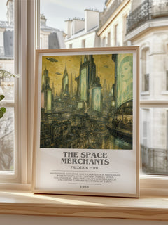 The Space Merchants bookish poster colour and style options – Frederik Pohl book art