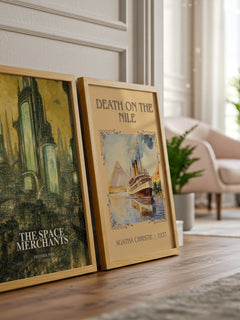 The Space Merchants watercolour print framed by window – literary home decor
