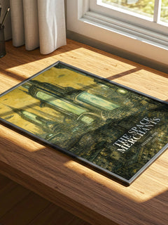 The Space Merchants watercolour book poster framed on wall – sci fi wall art