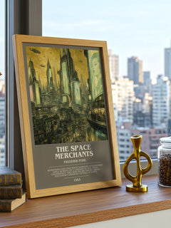 The Space Merchants bookish print framed by window – literary home decor