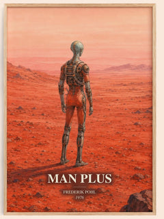 Man Plus watercolour book poster by Frederik Pohl – framed literary art print
