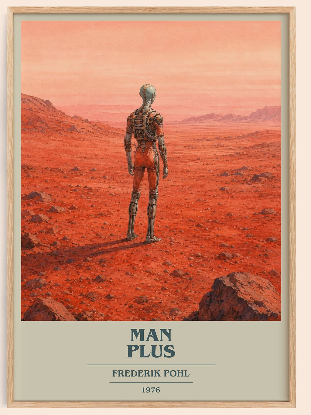 Man Plus book cover book poster by Frederik Pohl – framed literary art print