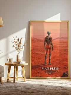 Man Plus watercolour print in frame leaning in hallway – sci fi wall art