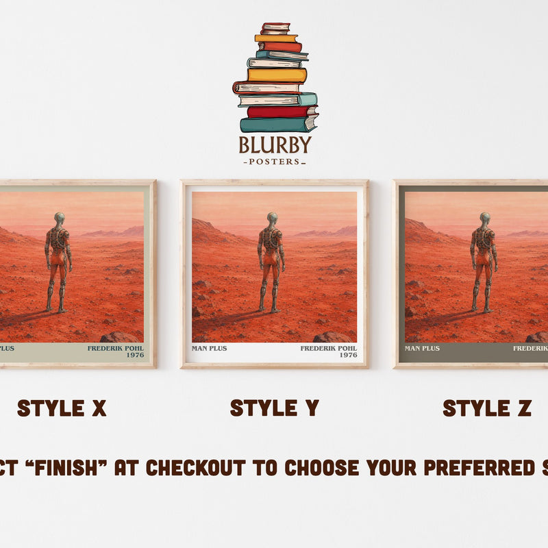 Man Plus literary print in frame leaning in hallway – sci fi wall art