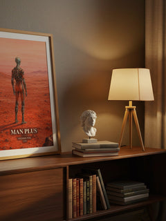 Man Plus watercolour print on bookshelf – Frederik Pohl fan gift