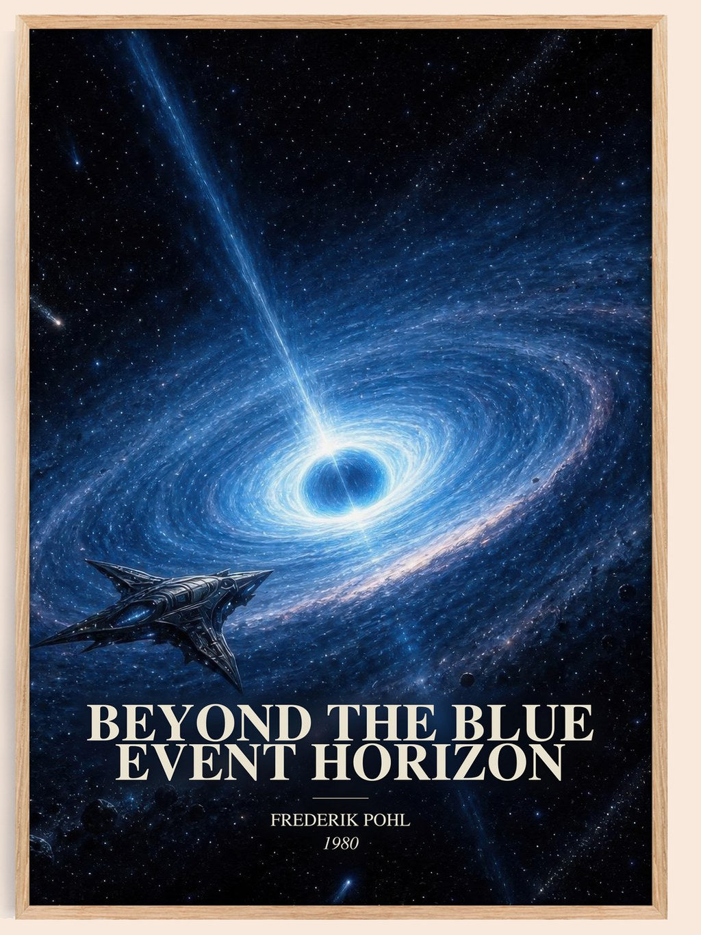 Beyond the Blue Event Horizon watercolour book poster by Frederik Pohl – framed literary art print