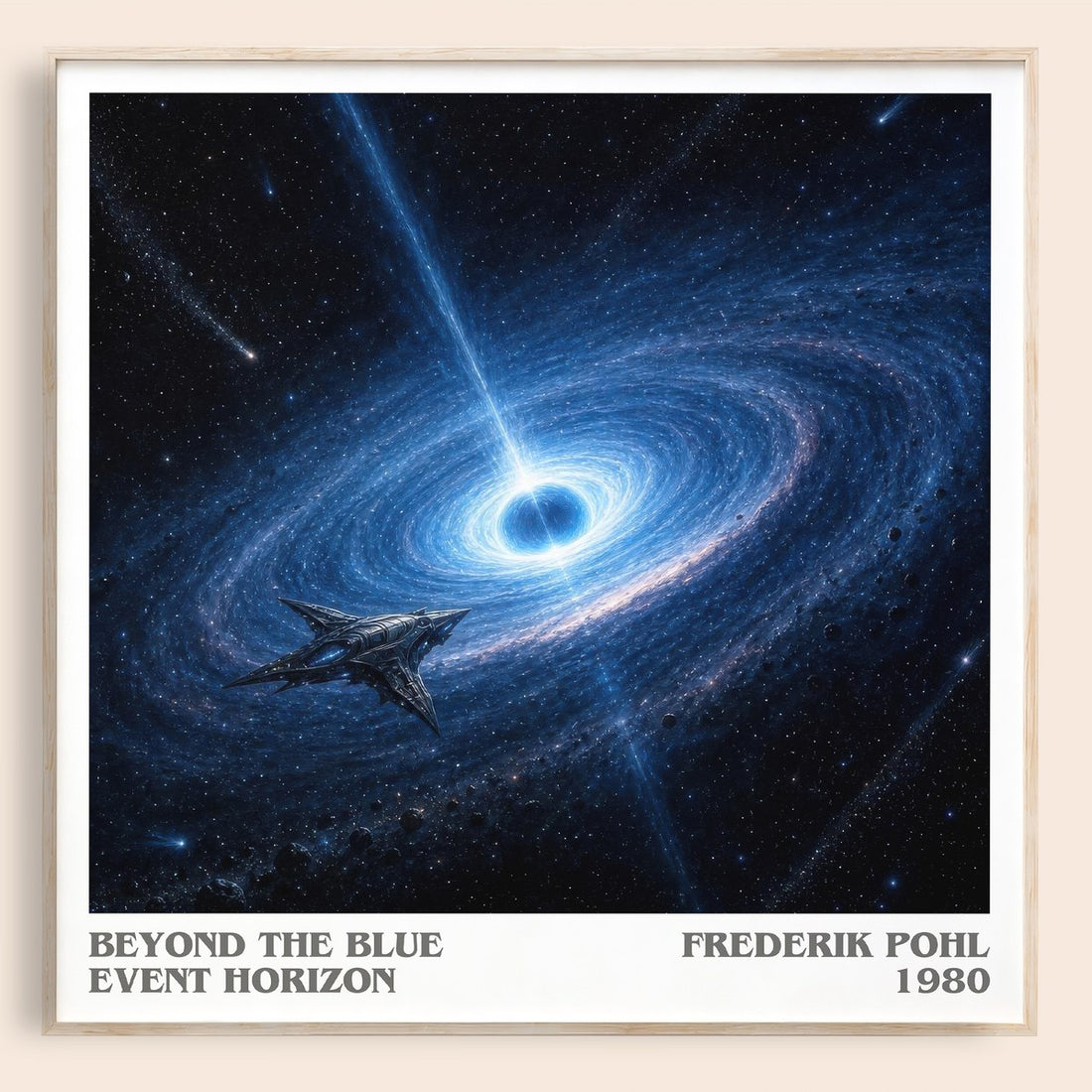 Beyond the Blue Event Horizon literary book poster by Frederik Pohl – framed literary art print