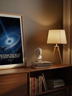 Beyond the Blue Event Horizon watercolour print on bookshelf – Frederik Pohl fan gift