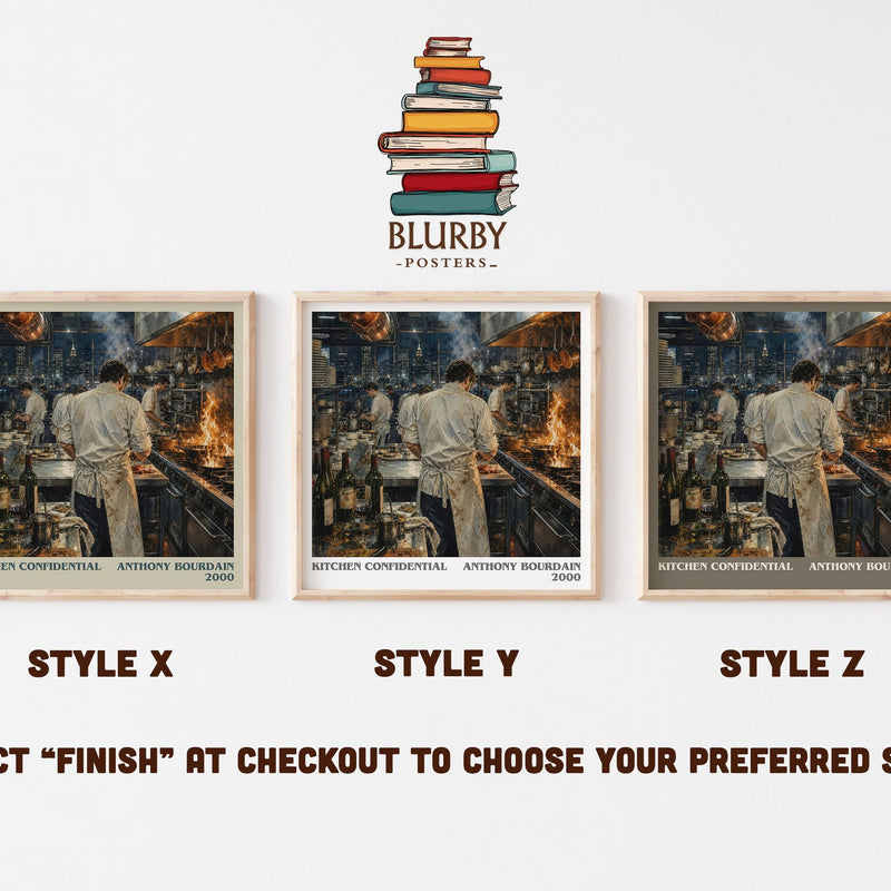Kitchen Confidential literary print in frame leaning in hallway – memoir wall art