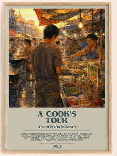 A Cook's Tour bookish book poster by Anthony Bourdain – framed literary art print