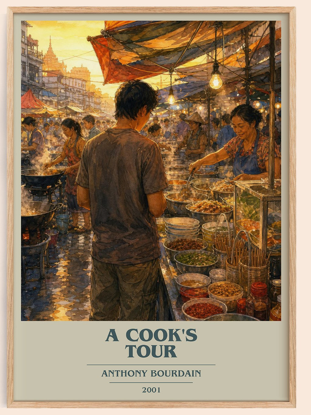 A Cook's Tour book cover book poster by Anthony Bourdain – framed literary art print