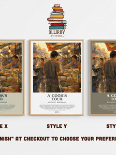 A Cook's Tour bookish print in frame leaning in hallway – memoir wall art