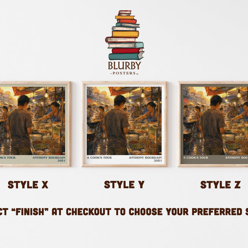 A Cook's Tour literary print in frame leaning in hallway – memoir wall art