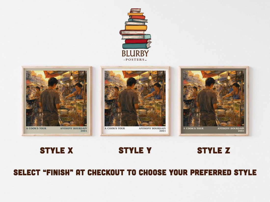 A Cook's Tour literary print in frame leaning in hallway – memoir wall art (mockup)