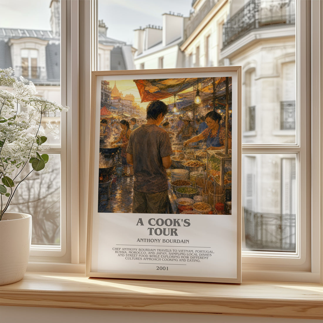 A Cook's Tour bookish poster colour and style options – Anthony Bourdain book art