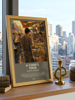 A Cook's Tour bookish print framed by window – literary home decor