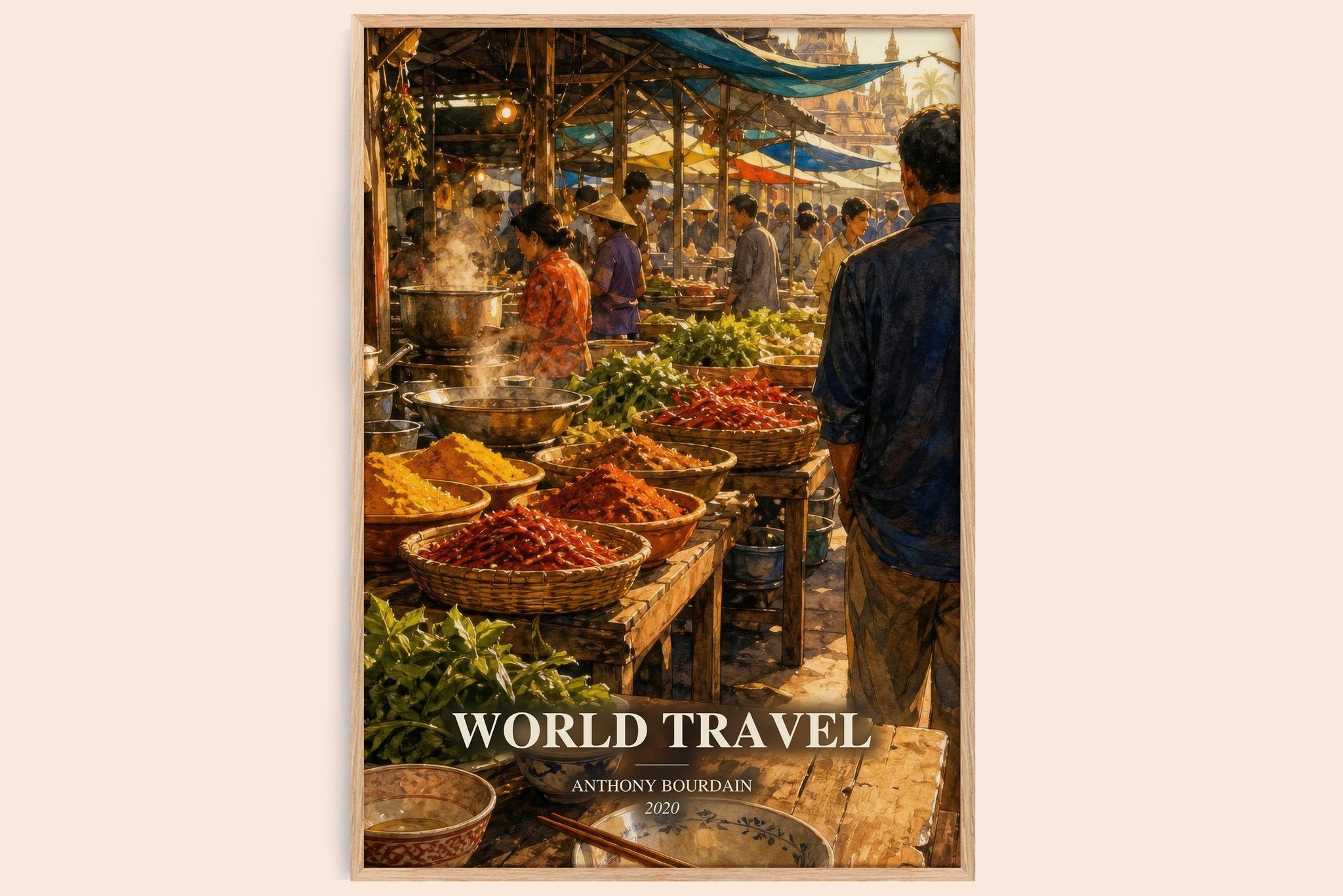 World Travel Book Watercolour Illustration by Anthony Bourdain