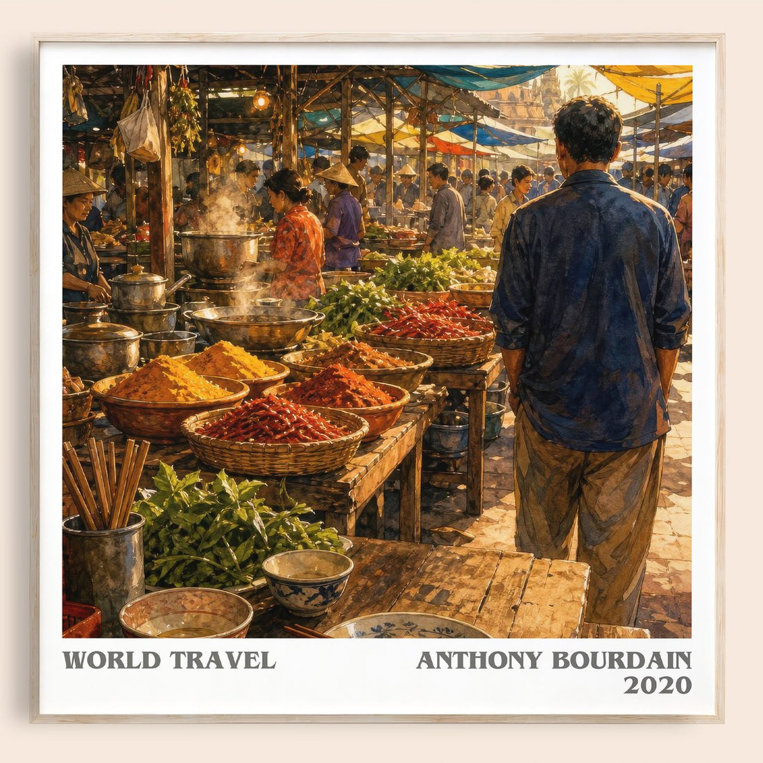 World Travel literary book poster by Anthony Bourdain – framed literary art print