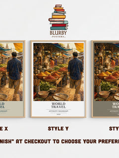 World Travel book cover print in frame leaning in hallway – non fiction wall art