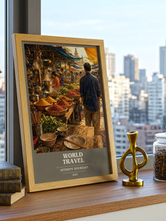 World Travel book cover print framed by window – literary home decor