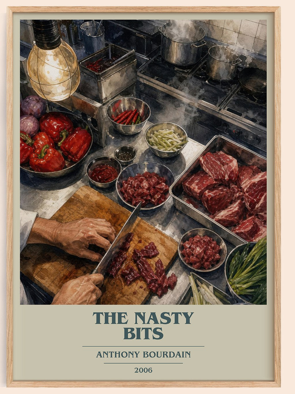 The Nasty Bits book cover book poster by Anthony Bourdain – framed literary art print