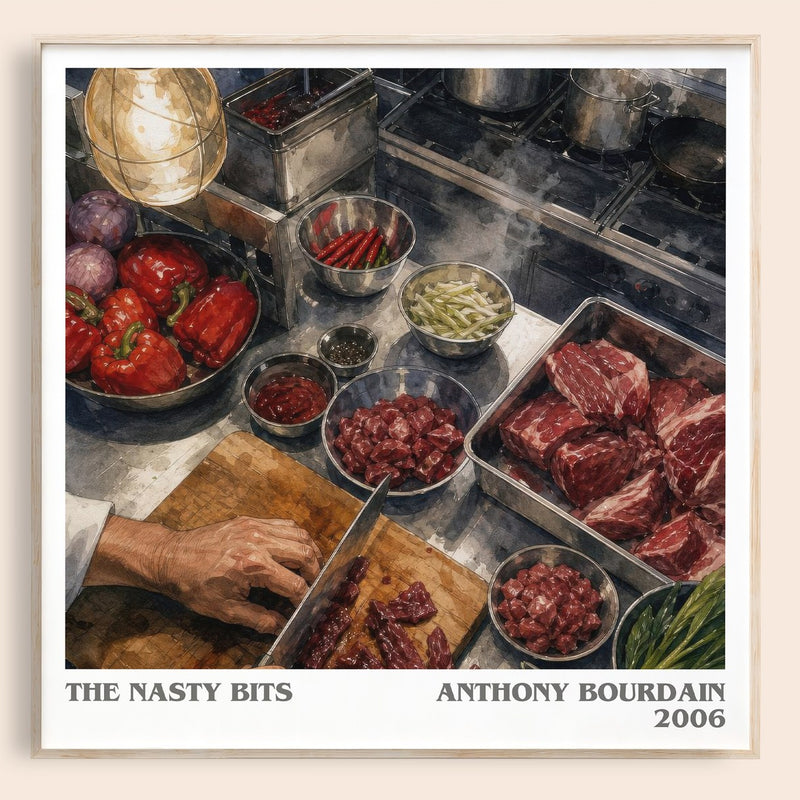 The Nasty Bits literary book poster by Anthony Bourdain – framed literary art print