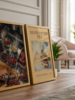 The Nasty Bits watercolour print framed by window – literary home decor