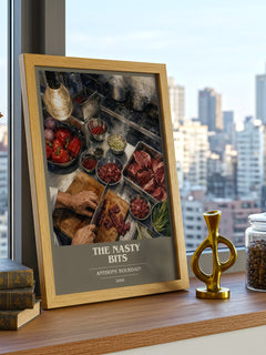 The Nasty Bits book cover print framed by window – literary home decor