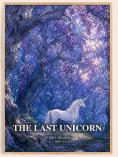 The Last Unicorn watercolour book poster by Peter S. Beagle – framed literary art print