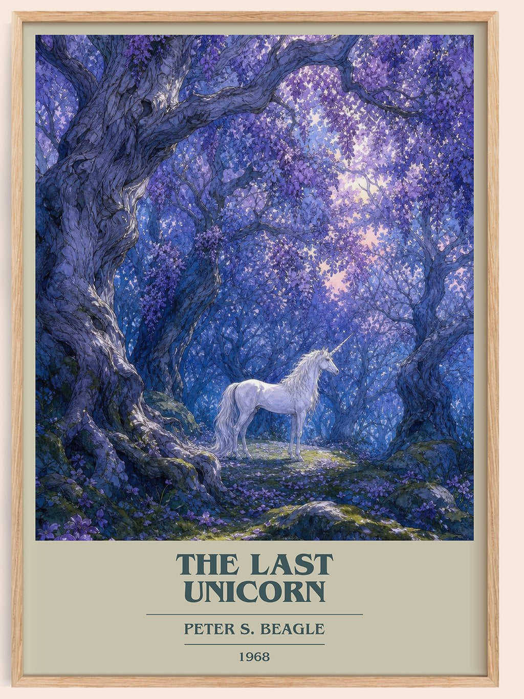 The Last Unicorn book cover book poster by Peter S. Beagle – framed literary art print