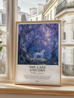 The Last Unicorn bookish poster colour and style options – Peter S. Beagle book art