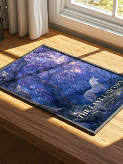 The Last Unicorn watercolour book poster framed on wall – fantasy wall art