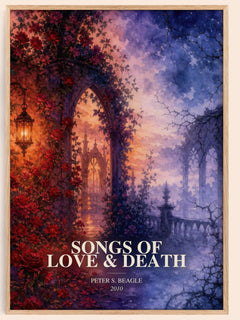 Songs of love & death watercolour book poster by Peter S. Beagle – framed literary art print