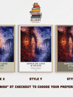 Songs of love & death Book Cover Poster by Peter S. Beagle – Style X, Y and Z side by side – choose your finish