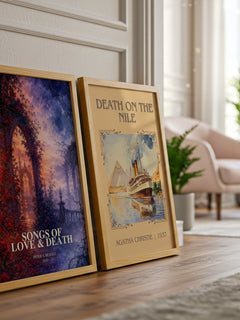 Songs of love & death watercolour print framed by window – literary home decor