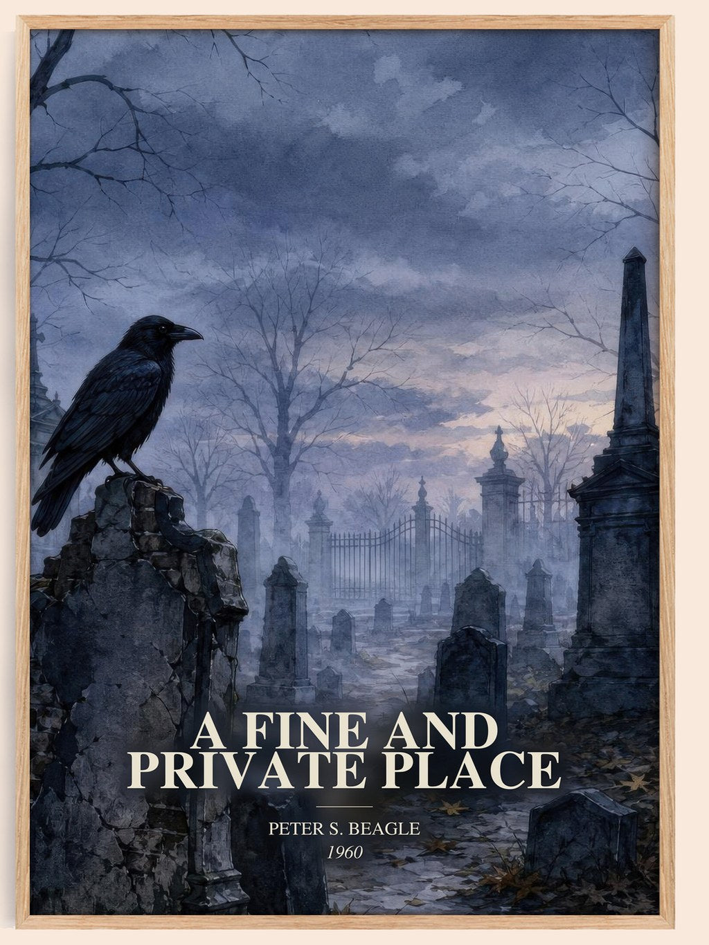 A Fine and Private Place watercolour book poster by Peter S. Beagle – framed literary art print