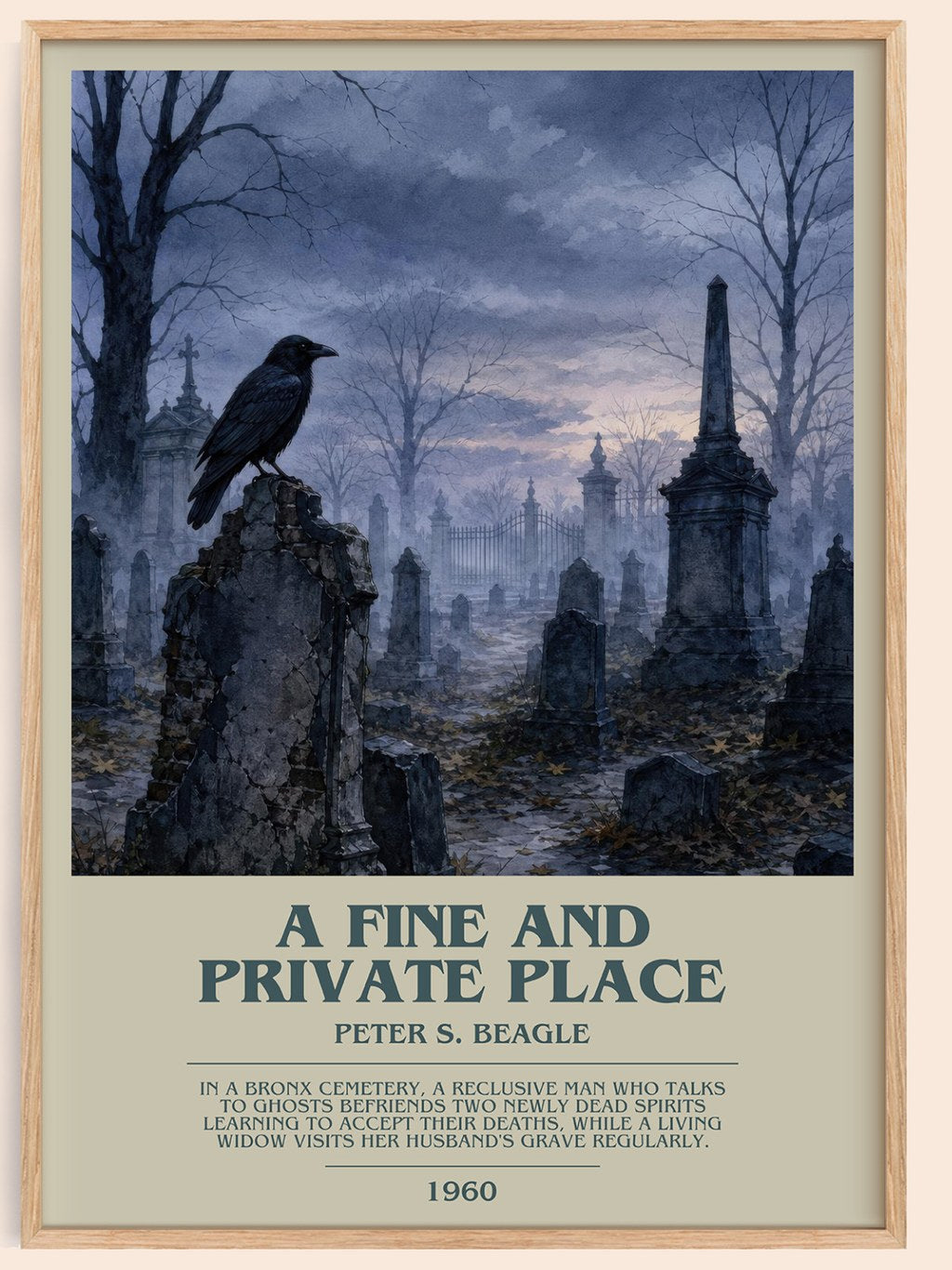 A Fine and Private Place bookish book poster by Peter S. Beagle – framed literary art print
