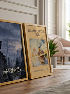 A Fine and Private Place watercolour print framed by window – literary home decor