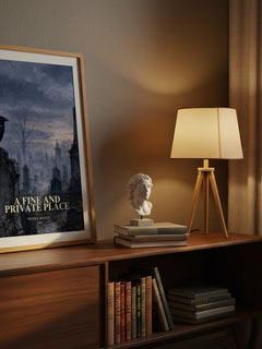 A Fine and Private Place watercolour print on bookshelf – Peter S. Beagle fan gift