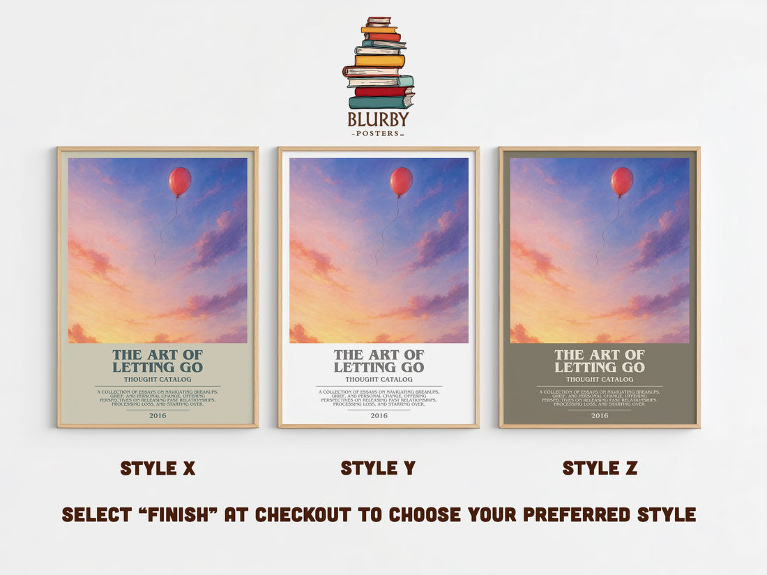 The Art of Letting Go bookish print in frame leaning in hallway – memoir wall art (mockup)