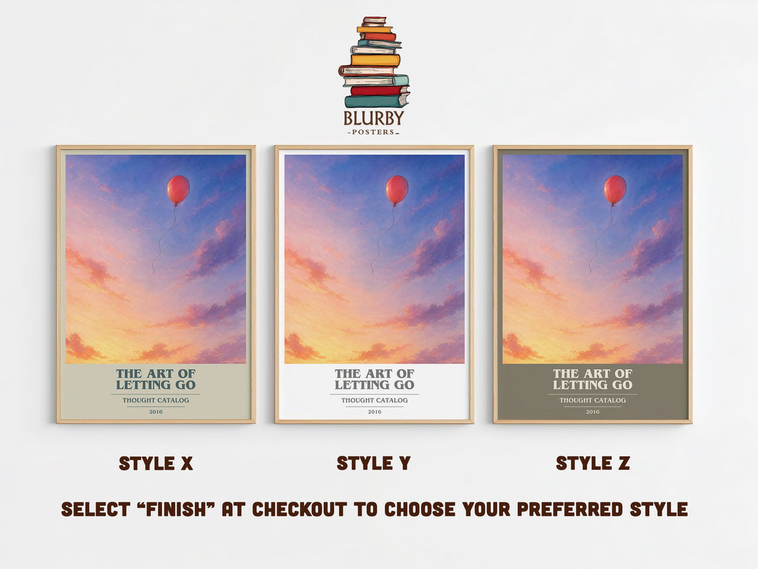 The Art of Letting Go book cover print in frame leaning in hallway – memoir wall art (mockup)