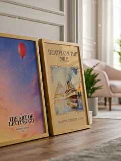 The Art of Letting Go watercolour print framed by window – literary home decor