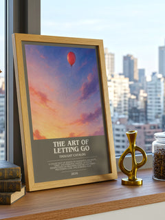 The Art of Letting Go bookish print framed by window – literary home decor