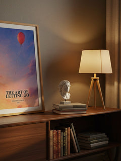 The Art of Letting Go watercolour print on bookshelf – Thought Catalog fan gift