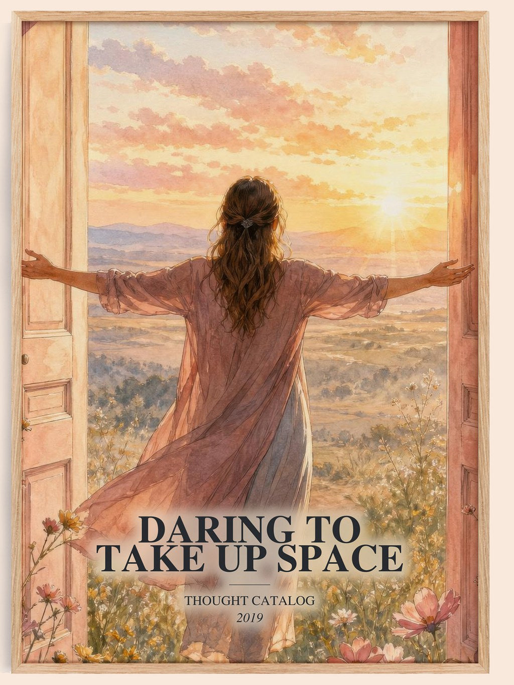 Daring To Take Up Space watercolour book poster by Thought Catalog – framed literary art print