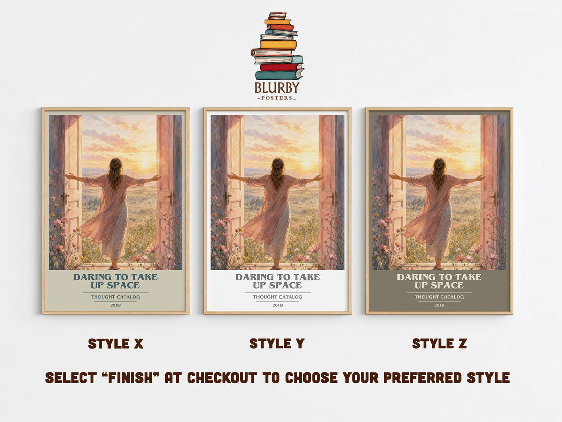 Daring To Take Up Space book cover print in frame leaning in hallway – non fiction wall art (mockup)